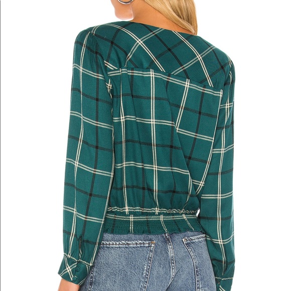 Fool For You Smocked Top in Mineral Plaid - Picture 3 of 4